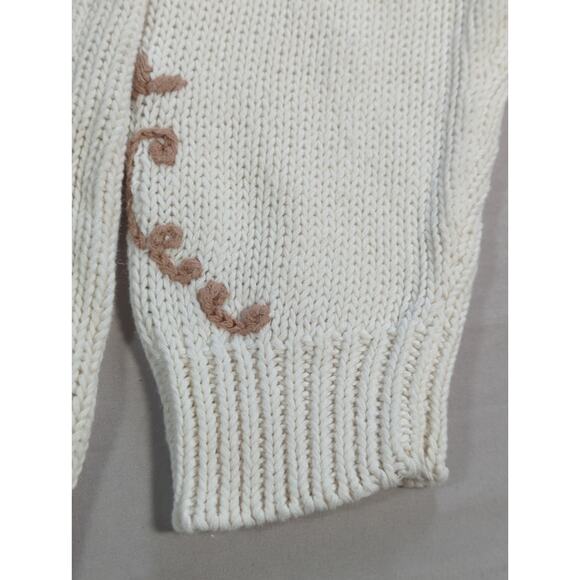 Vintage Beldoch Popper Sweater S Floral Knit Ramie Cotton Cottagecore 80s - Picture 4 of 10